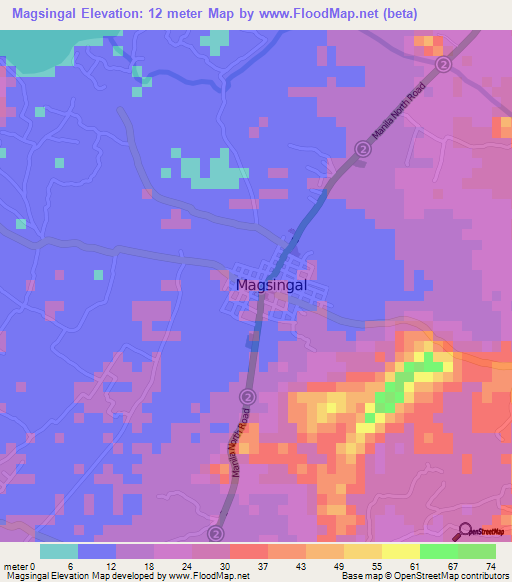 Magsingal,Philippines Elevation Map
