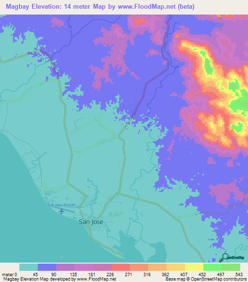 Magbay,Philippines Elevation Map