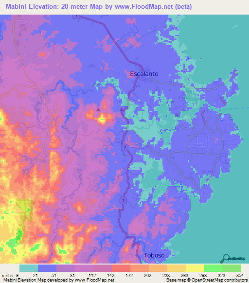 Mabini,Philippines Elevation Map