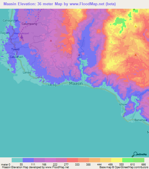Maasin,Philippines Elevation Map