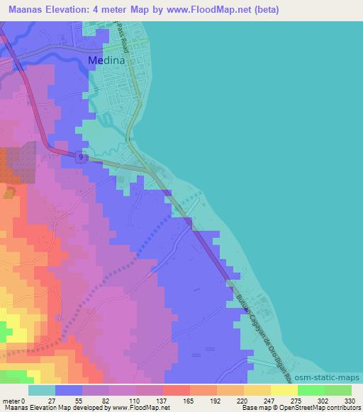 Maanas,Philippines Elevation Map