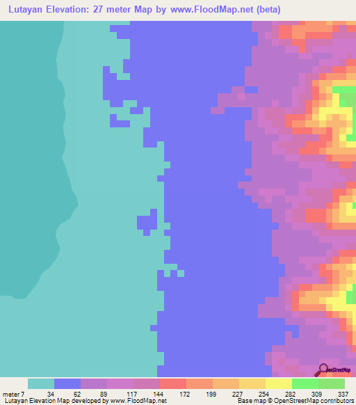 Lutayan,Philippines Elevation Map
