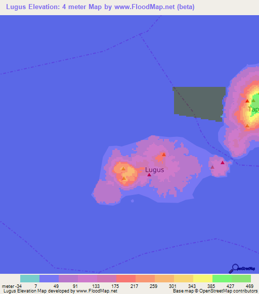 Lugus,Philippines Elevation Map