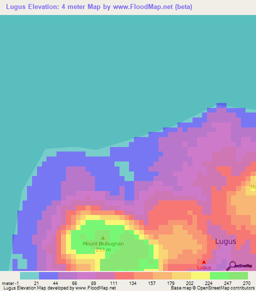 Lugus,Philippines Elevation Map