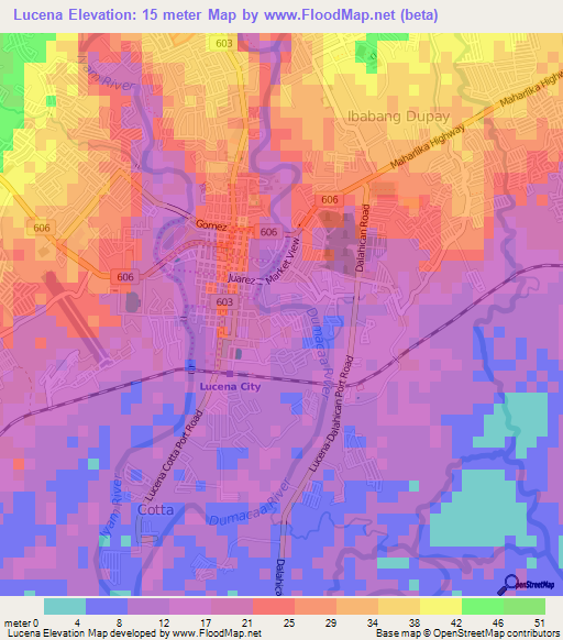 Lucena,Philippines Elevation Map