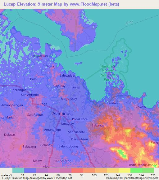 Lucap,Philippines Elevation Map