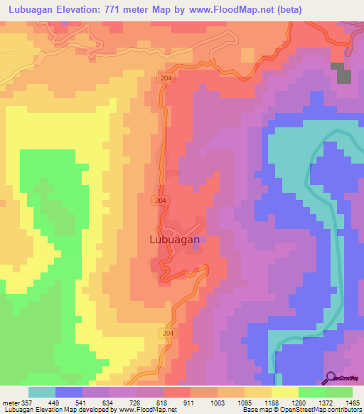 Lubuagan,Philippines Elevation Map