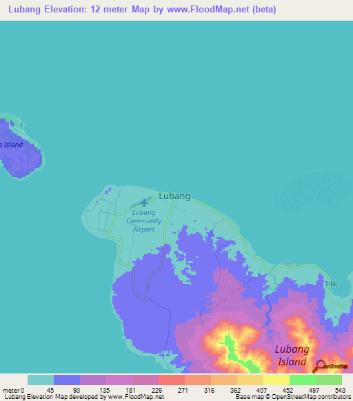 Lubang,Philippines Elevation Map