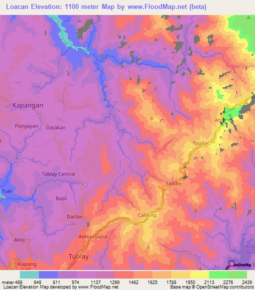 Loacan,Philippines Elevation Map