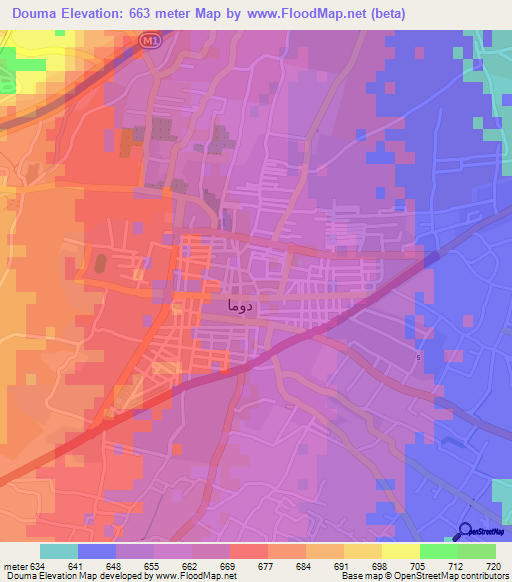 Douma,Syria Elevation Map