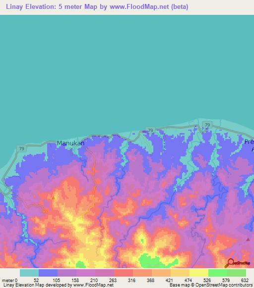 Linay,Philippines Elevation Map
