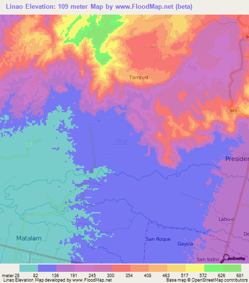 Linao,Philippines Elevation Map