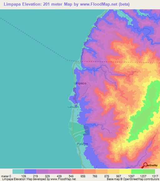 Limpapa,Philippines Elevation Map