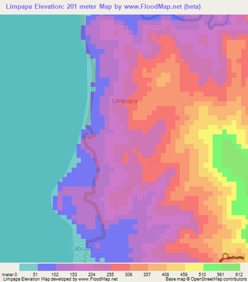 Limpapa,Philippines Elevation Map