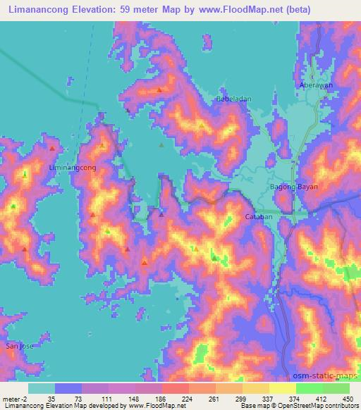 Limanancong,Philippines Elevation Map