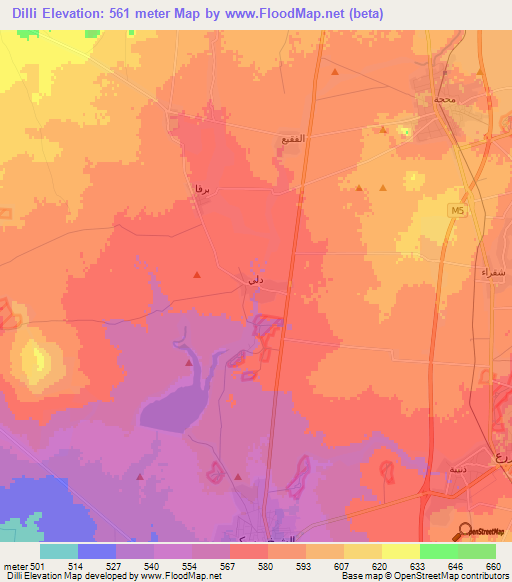 Dilli,Syria Elevation Map