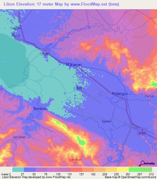 Libon,Philippines Elevation Map