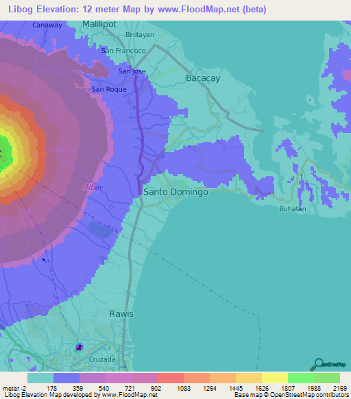 Libog,Philippines Elevation Map