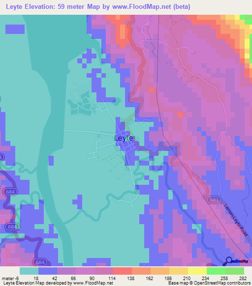 Leyte,Philippines Elevation Map