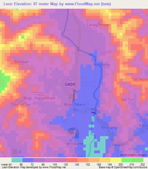 Leon,Philippines Elevation Map