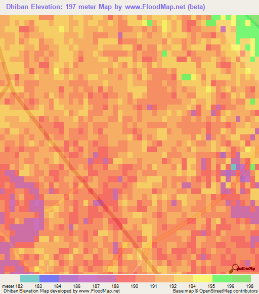Dhiban,Syria Elevation Map