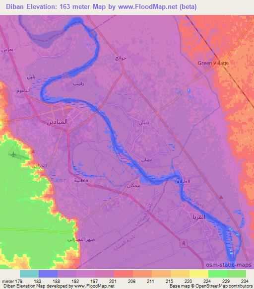 Diban,Syria Elevation Map