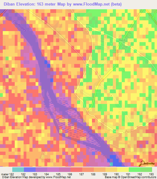 Diban,Syria Elevation Map
