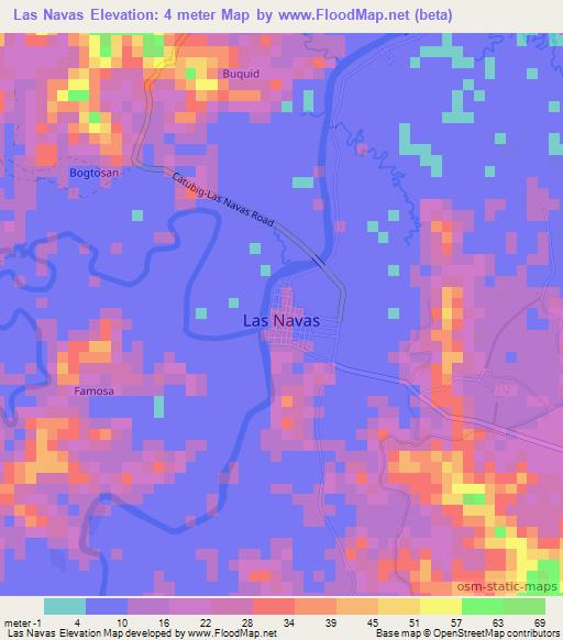 Las Navas,Philippines Elevation Map