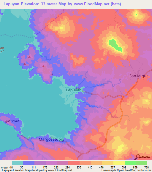 Lapuyan,Philippines Elevation Map