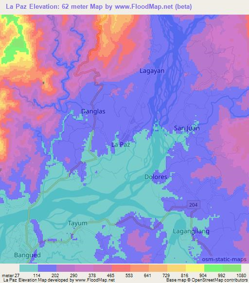 La Paz,Philippines Elevation Map