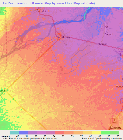 La Paz,Philippines Elevation Map