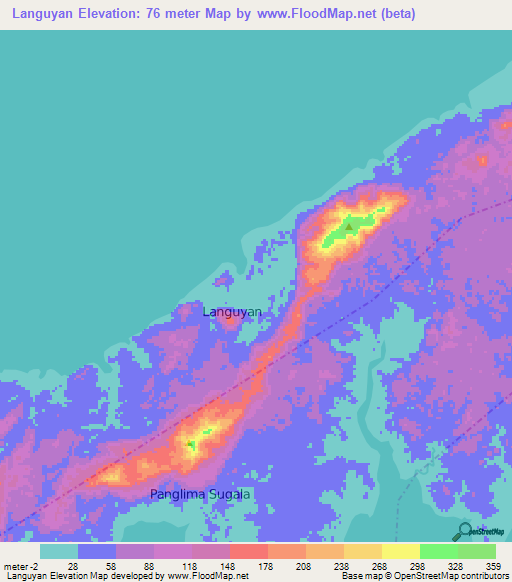 Languyan,Philippines Elevation Map