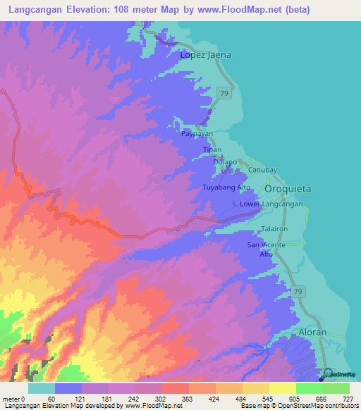 Langcangan,Philippines Elevation Map