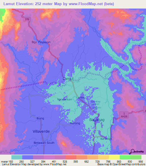 Lamut,Philippines Elevation Map