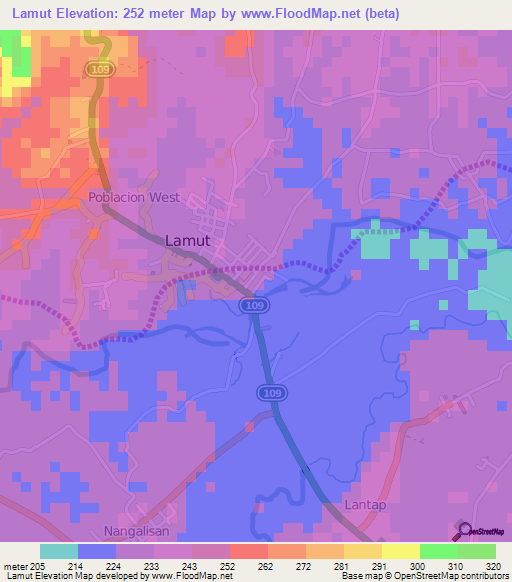 Lamut,Philippines Elevation Map