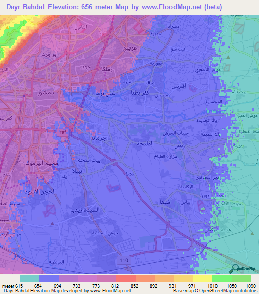 Dayr Bahdal,Syria Elevation Map