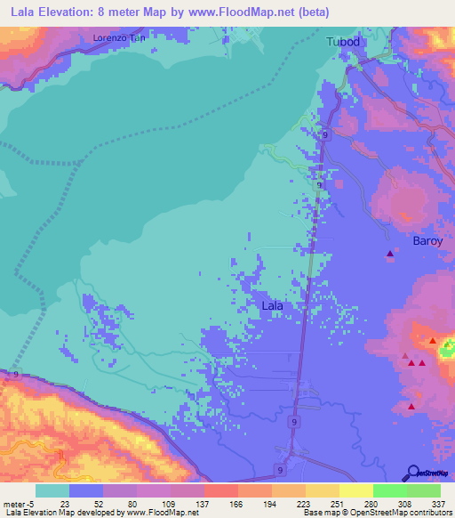 Lala,Philippines Elevation Map