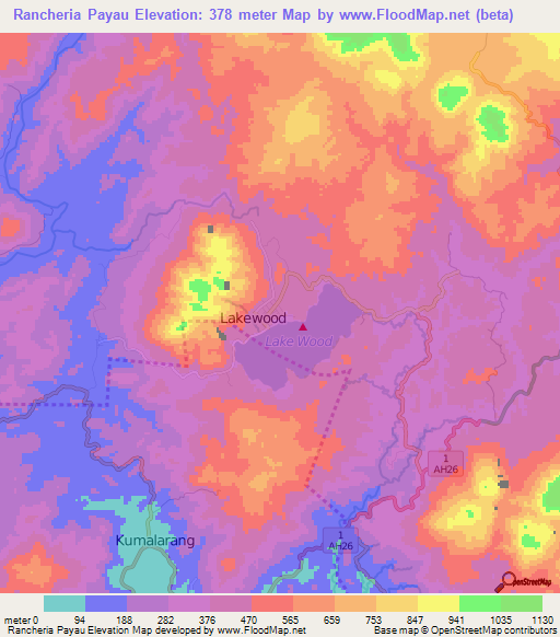 Rancheria Payau,Philippines Elevation Map