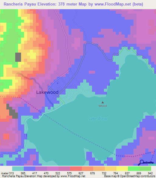 Rancheria Payau,Philippines Elevation Map