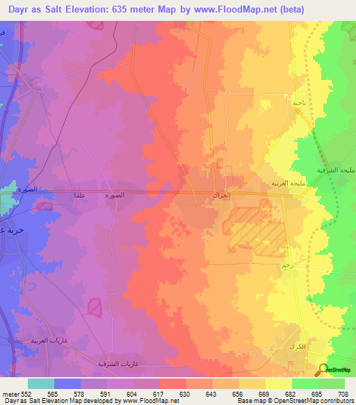 Dayr as Salt,Syria Elevation Map