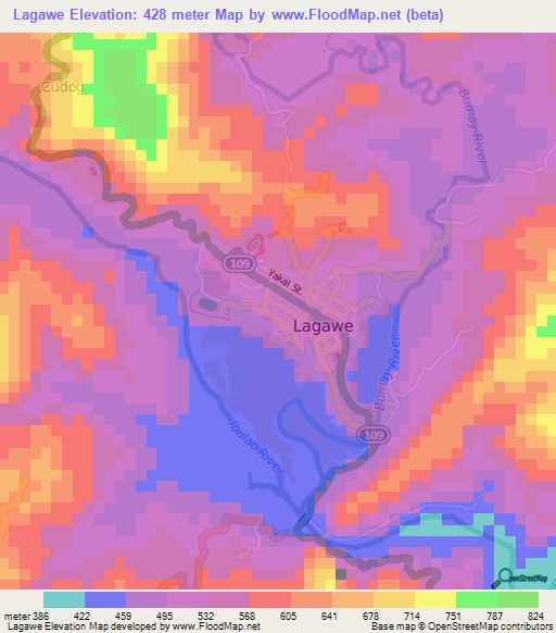 Lagawe,Philippines Elevation Map
