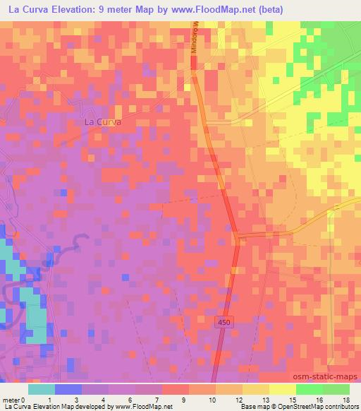 La Curva,Philippines Elevation Map