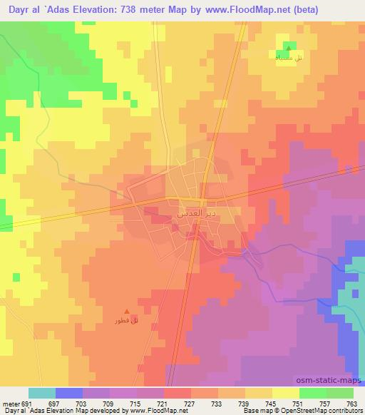 Dayr al `Adas,Syria Elevation Map