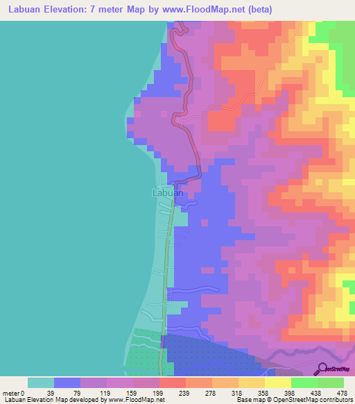 Labuan,Philippines Elevation Map