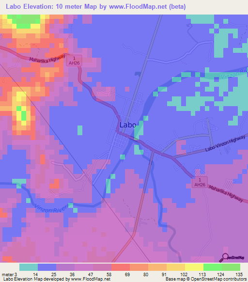 Labo,Philippines Elevation Map
