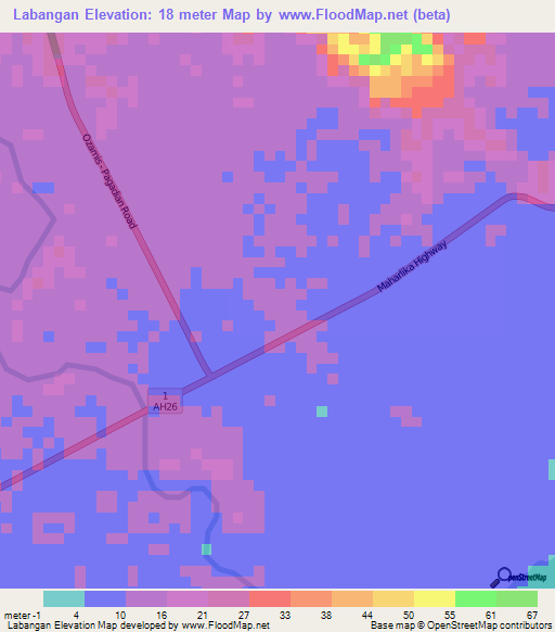Labangan,Philippines Elevation Map