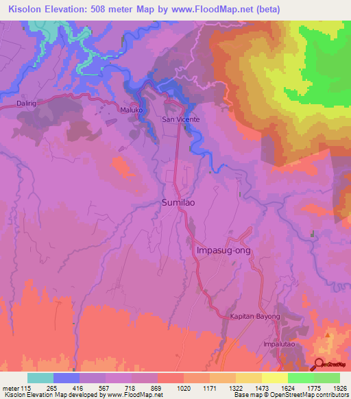 Kisolon,Philippines Elevation Map