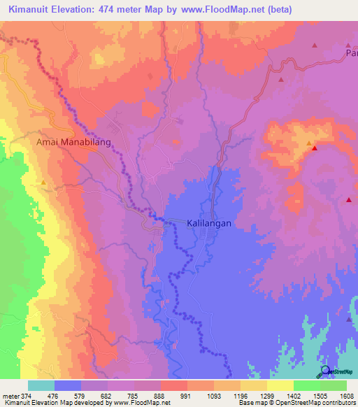 Kimanuit,Philippines Elevation Map