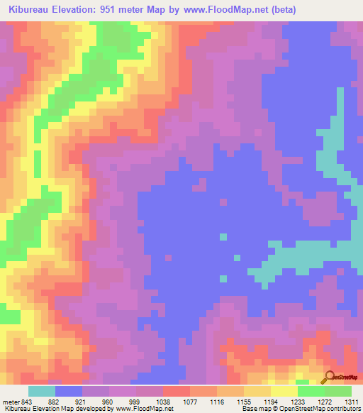 Kibureau,Philippines Elevation Map