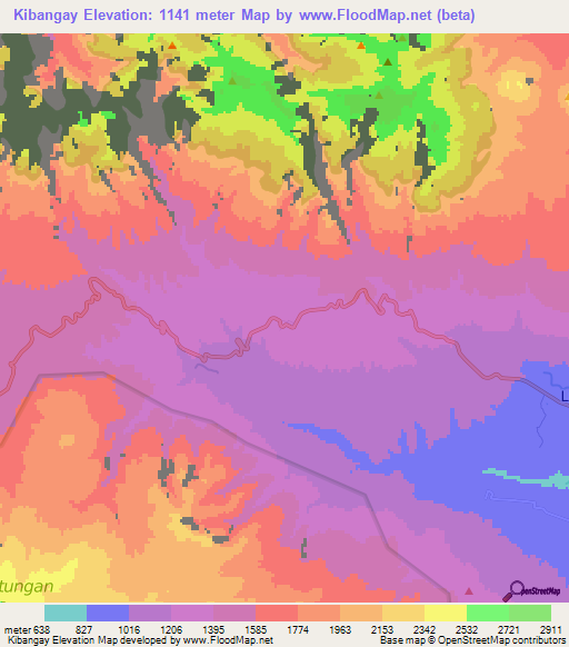 Kibangay,Philippines Elevation Map